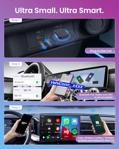 Image of Carlinkit MINI Ultra Wireless CarPlay Android Auto Adapter, Esay to Hide, Stable Connetion, Work with USB-A /Type-C Port, Retain Original Controls & Audio (Deep Blue)