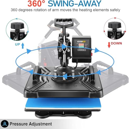 Professional Start Up Heat Press Machine 12" x 15" Swing Away 5 in 1 Digital Multifunction for Sublimation T-shirt Heat Press Machine Shirt Hat Mug Cap Plate