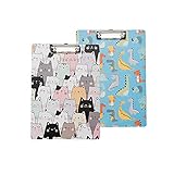 Cute Wooden Clipboards [2 Pack], Fashion Design A4 Letter Size Hardboard for Women, Girls, Man, Boys, Kids, Students, Nurse, School, Office, Classroom, Standard Size 12.5' x 9', Dinosaurs and Cats
