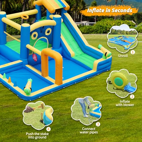 AONESY Inflatable Bounce Castle with Water Slide - Image 3