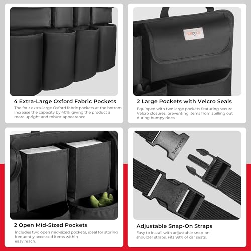 Image of SURDOCA Car Trunk Organizer, LARGE CAPACITY(43 x 19 in) Car Organizers and Storage with 8 Pockets, Upgraded Trunk Storage for Car, SUV, Truck, MPV