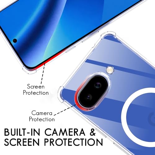 Image of TheGiftKart Shockproof Ultra-Hybrid Back Cover Case for Google Pixel 10A Compatible with MagSafe | 360 Degree Protection | Crystal Clear Hard Back Cover Case (PC & TPU, Transparent Bumper)