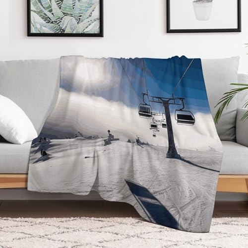 Couverture flanelle remontées mécaniques soleil 102x127cm - 6