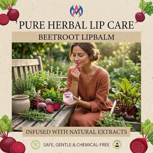 Image of Beetroot Lip Balm for Natural Pink Lips | Hydrating & Moisturizing Lip Care | Repairs Dry & Chapped Lips | Chemical-Free Daily Use Lip Balm for Men & Women