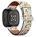 CJBROES Replacement Leather Watch Band, Compatible with Fitbit Versa 3 and Fitbit Sense of Wristband Bracelet Accessory - Colorful Autumn Leaves