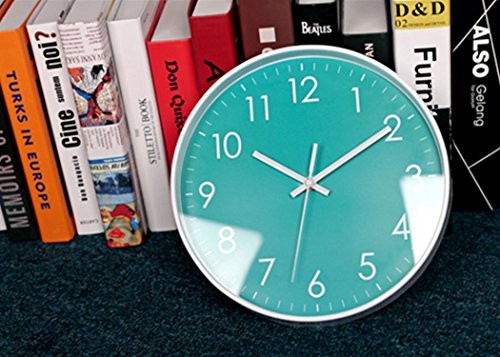 Epy Huts Modern Simple Wall Clock Indoor Non-Ticking Silent Sweep Movement Wall Clock For Office, Bathroom, Living Room Decorative 10 Inch Teal #TOP1