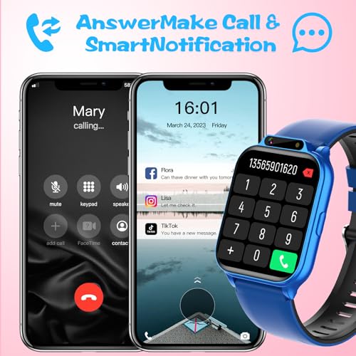 Image of 1.85 inch Kids Watch, AI(Translation /Q&A /Watch Face /Image Recognition)Smartwatches with Heart Rate,Sleep Monitor,Video Music Pedometer,NO APP /Phone, Gifts for 3-12 Years old Boys Girls(Built-in AI, Blue)