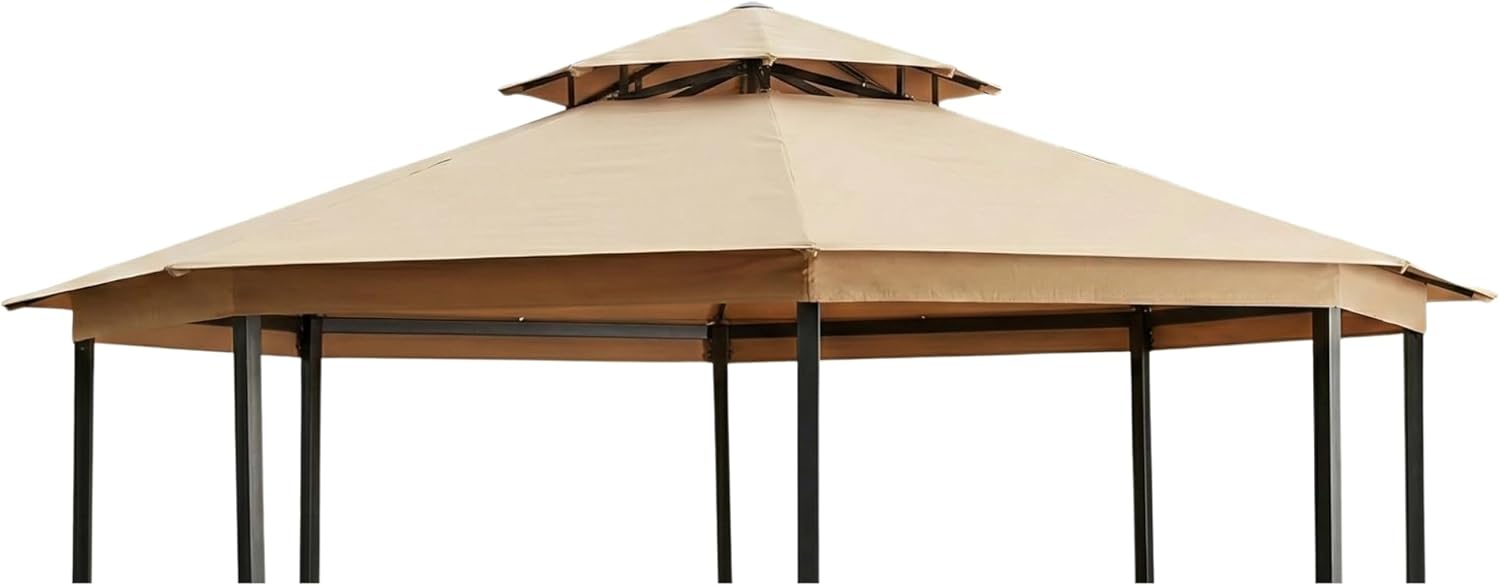 Garden Winds Reinforced RipLock 350 Replacement Canopy Top Cover Compatible with Star Octagon Gazebo Models TPG8061, DH-TPG-8061-1N - Beige