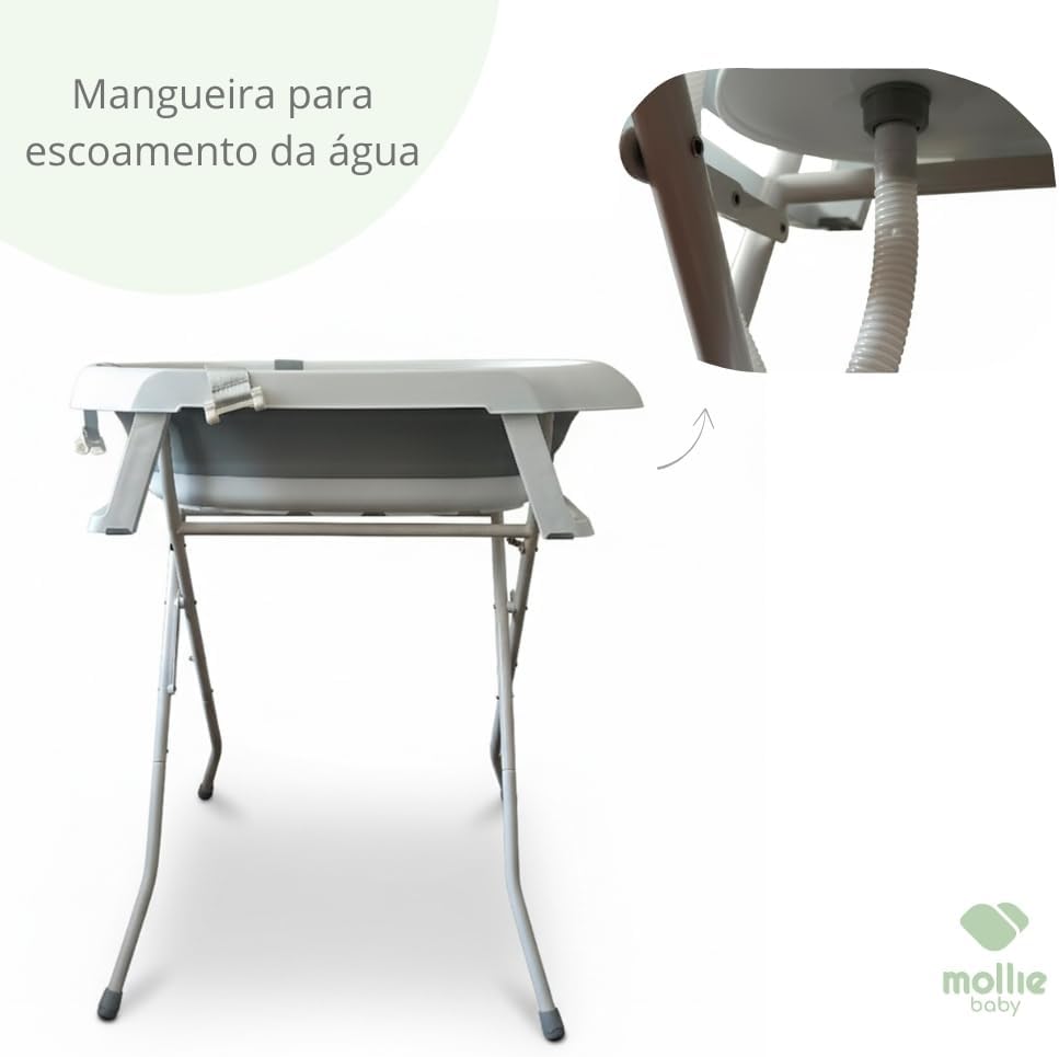 Banheira de Bebê Dobrável Portátil até 35 Litros com Suporte e Almofada de Banho Cinza - Mollie Baby Banheira de Bebê Dobrável Portátil até 35 Litros com Suporte e Almofada de Banho Cinza - Mollie Baby