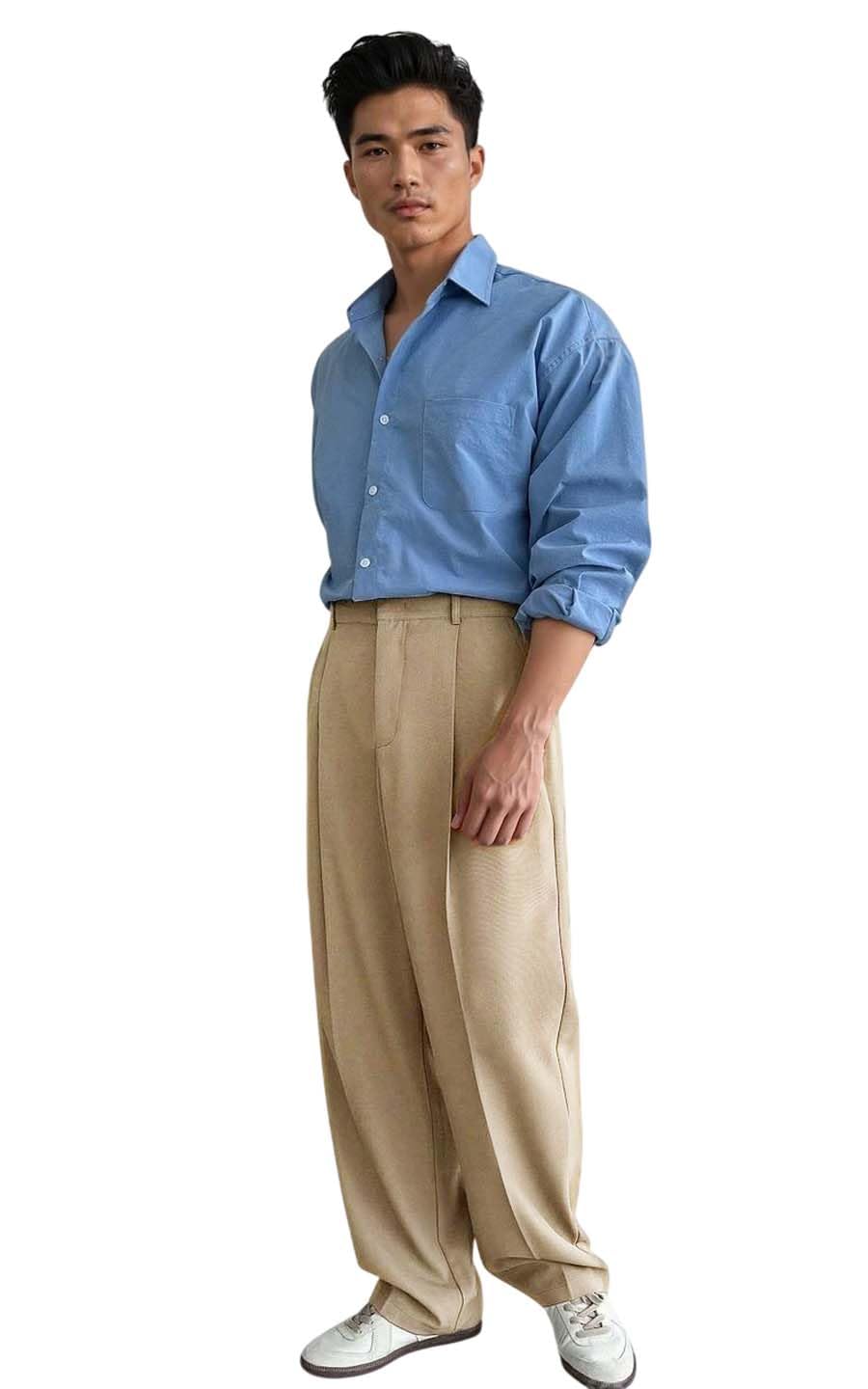 Men's Solid Straight Fit Bootcut Leg Style Office Wear Pant