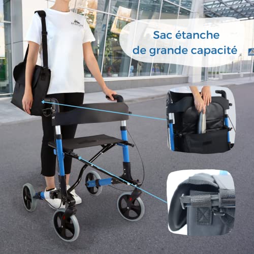 Déambulateur 4 roues pour handicapés et seniors bleu clair Mobiclinic Trajano