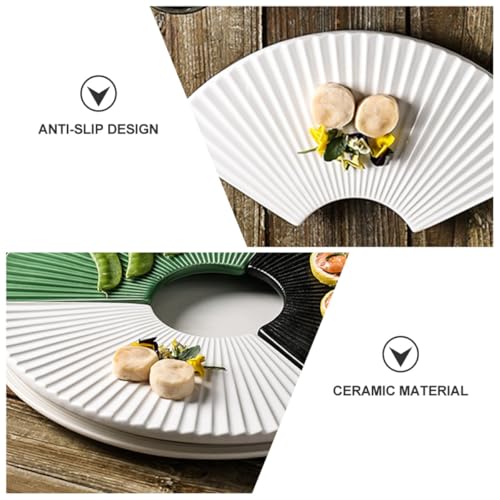 Plato de cerámica japonés para sushi 11 pulgadas abanico miniatura 5