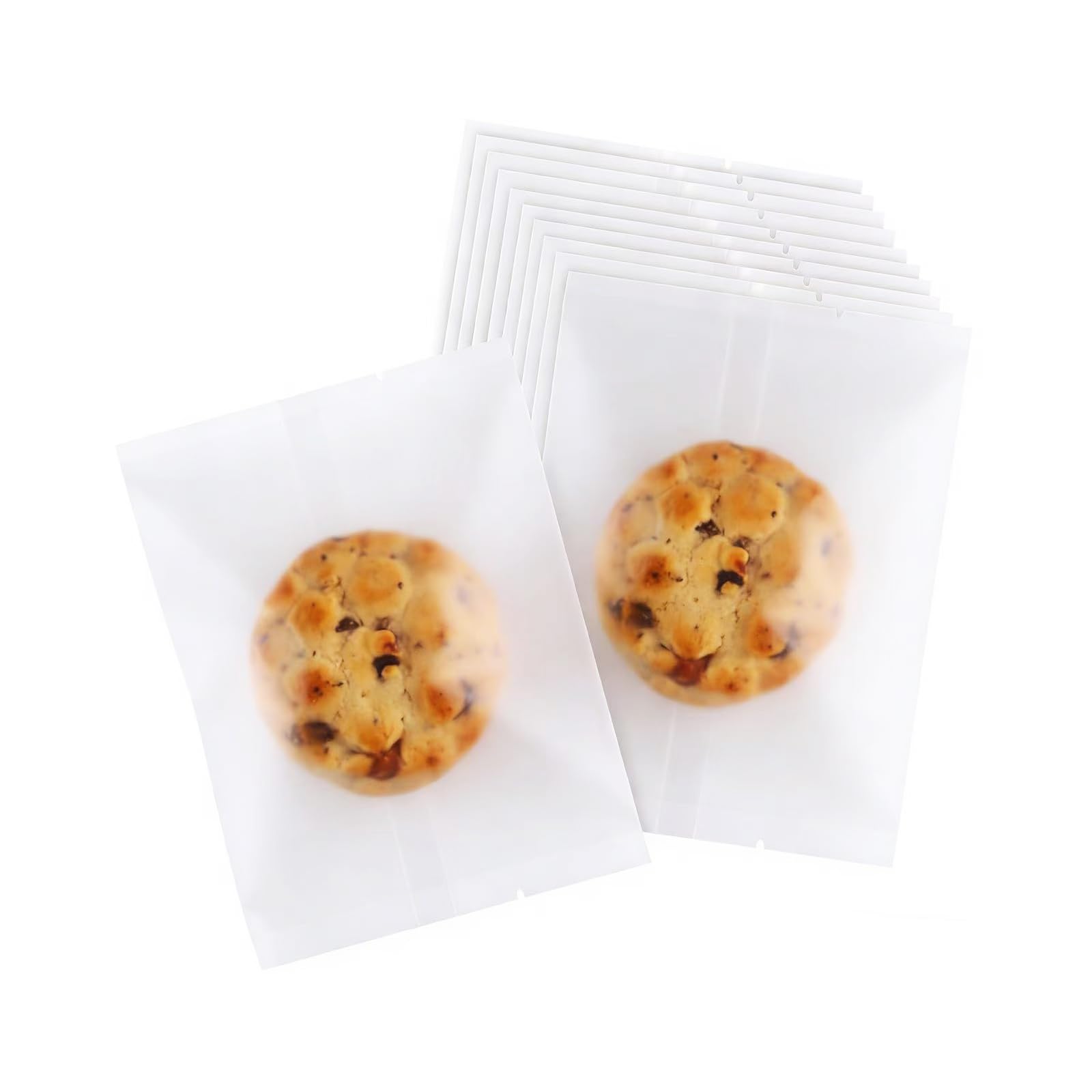 Prembag 100 Pcs 4-3/10 x 5-9/10 Inch Semi-Transparent Heat Seal Cellophane Bags for Cookies,Matte Cookie Bags,Frosted Treat Bag for Packaging Candy