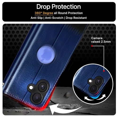 Image of FLIPPED Vegan Leather Flip Case Back Cover for iPhone 16 (Blue with Black)