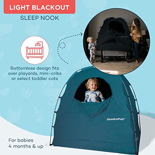 Slumberpod Portable Privacy Pod Blackout Canopy Crib Cover, Sleeping Space For Age 4 Months And Up With Monitor Pouch, Pack N Play Blackout Cover, Baby Travel Essential (Teal) #TOP3