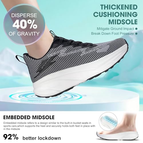 Image of ZOVE Womens Walking Shoes Cushioning Non-Slip Breathable Running Sneakers Tennis Comfortable Athletic Gym Workout Casual Shoes Lightweight Sports Cross Training Fashion Sneakers