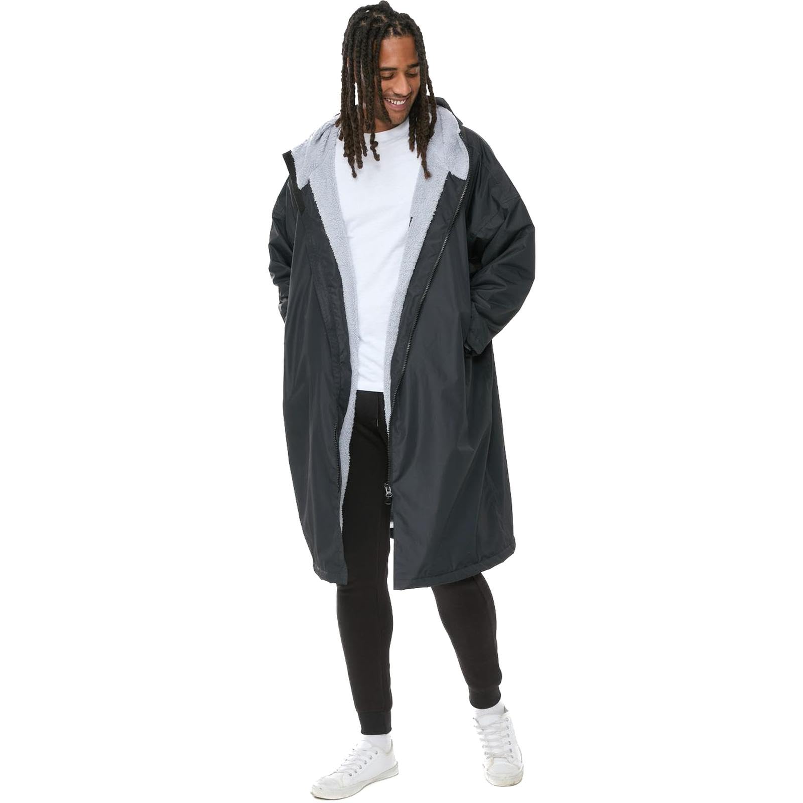D555 Men's Black Webber Surf Surfing Beach Hooded Changing Robe - S/M