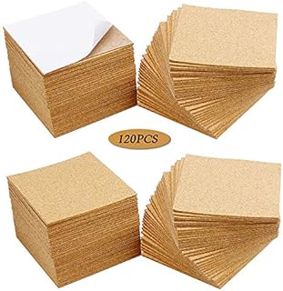 120Pcs Self Adhesive Cork Squares, 4 x 4 Inch Strong Cork Adhesive Sheets, Reusable Cork Board Cork Backing Sheets, Mini Wall Cork Tiles Mat for Coasters and DIY Crafts
