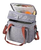 MLUUHK Expandable Double-Layer Lunch Cooler, Lunch Bag With Shoulder Strap, Waterproof and Leak-Proo