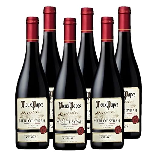 VIEUX PAPES - Vin Rouge - Vin de France - Cépages Merlot Syrah - Lot de 6 bouteilles x 75 cl