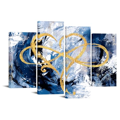 iHAPPYWALL 4 Panel Infinity Heart Canvas Wall Art Abstract Eternal