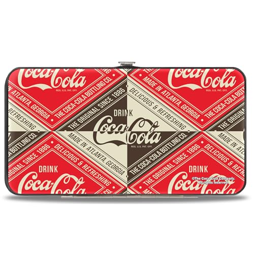 The Coca-Cola Company Wallet, Hinged, Drink Coca Cola Delicious Refreshing Diamond Block Red Brown, Vegan Leather2