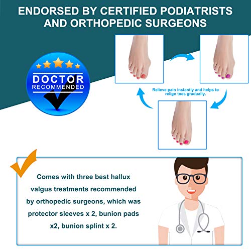Bunion Corrector & Bunion Relief 6Pcs Big Toe Separators Set - In Hallux Valgus,Non-Slip Protector Sleeves | Hammer Toe Straighteners | Bunion Pads #TOP6