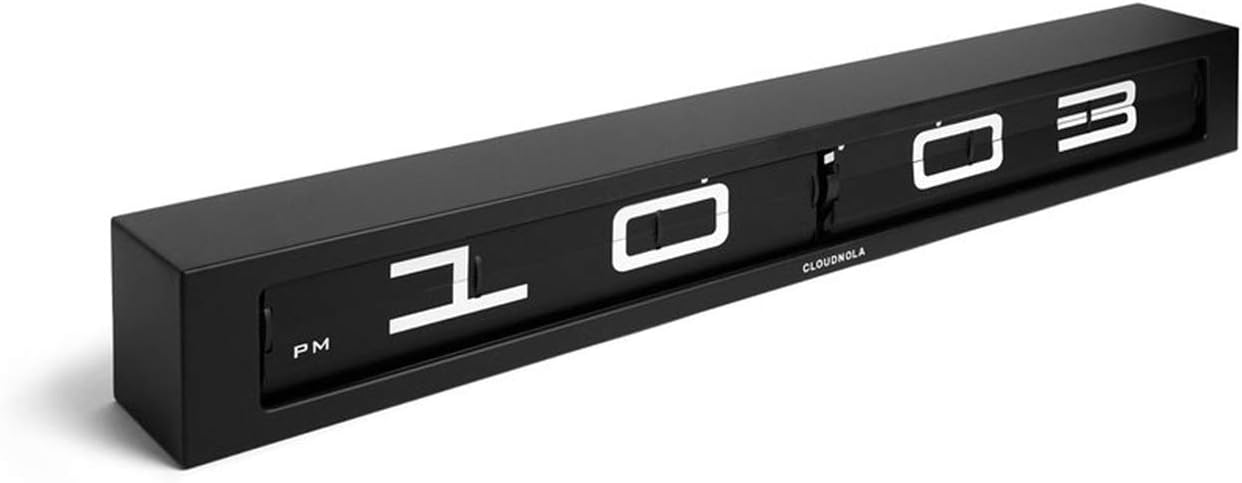 Cloudnola Timeline Black on Black Flips Wall, Mantel or Desk Clock - 60 cm Wide 8 cm Deep - 8 cm Floating Shelve - Digital Display - Great for home, office, living room or bedroom