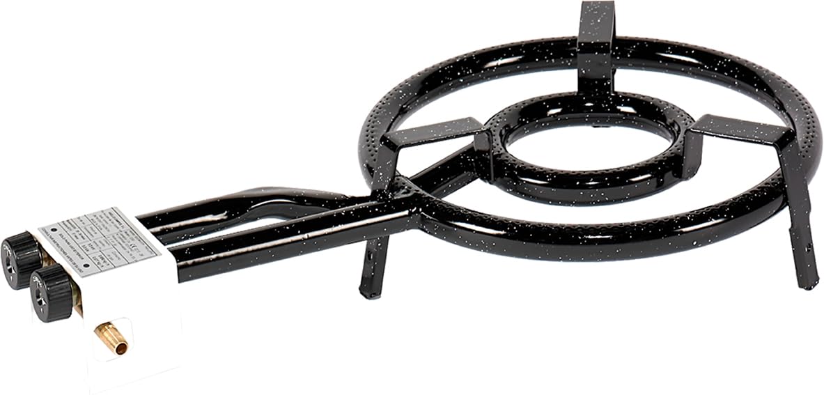 Poêle à paella à gaz de 35 cm, idéale pour préparer des paellas, fabriquée en acier, avec brûleur puissant et compatible avec différents types de gaz.