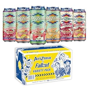 AriZona x Fallout Green Tea Energy Drink, Variety Pack – 6 Flavors, 15 fl oz (Pack of 12) – 190mg Caffeine per Can