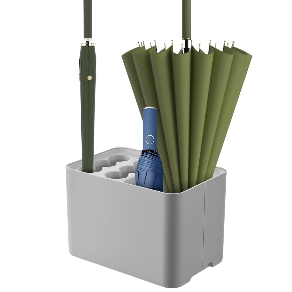 SPEPROECO Entryway Umbrella Organizer with Removable Drip Tray Rectangular Umbrella Holder Holds 10pcs Entrance Umbrellas Holder for Long Folding Umbrellas