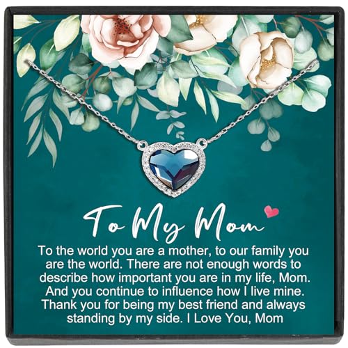 Mom Gifts Titanic Ocean Heart Sterling Silver Necklace - Perfect Mother's Day Birthday Gift for Mom