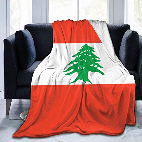 Manta de Lana de Franela ultrasuave con Bandera libanesa para Todas Las Estaciones, Manta cálida para Sala de Estar/Dormitorio, Mantas para Cama