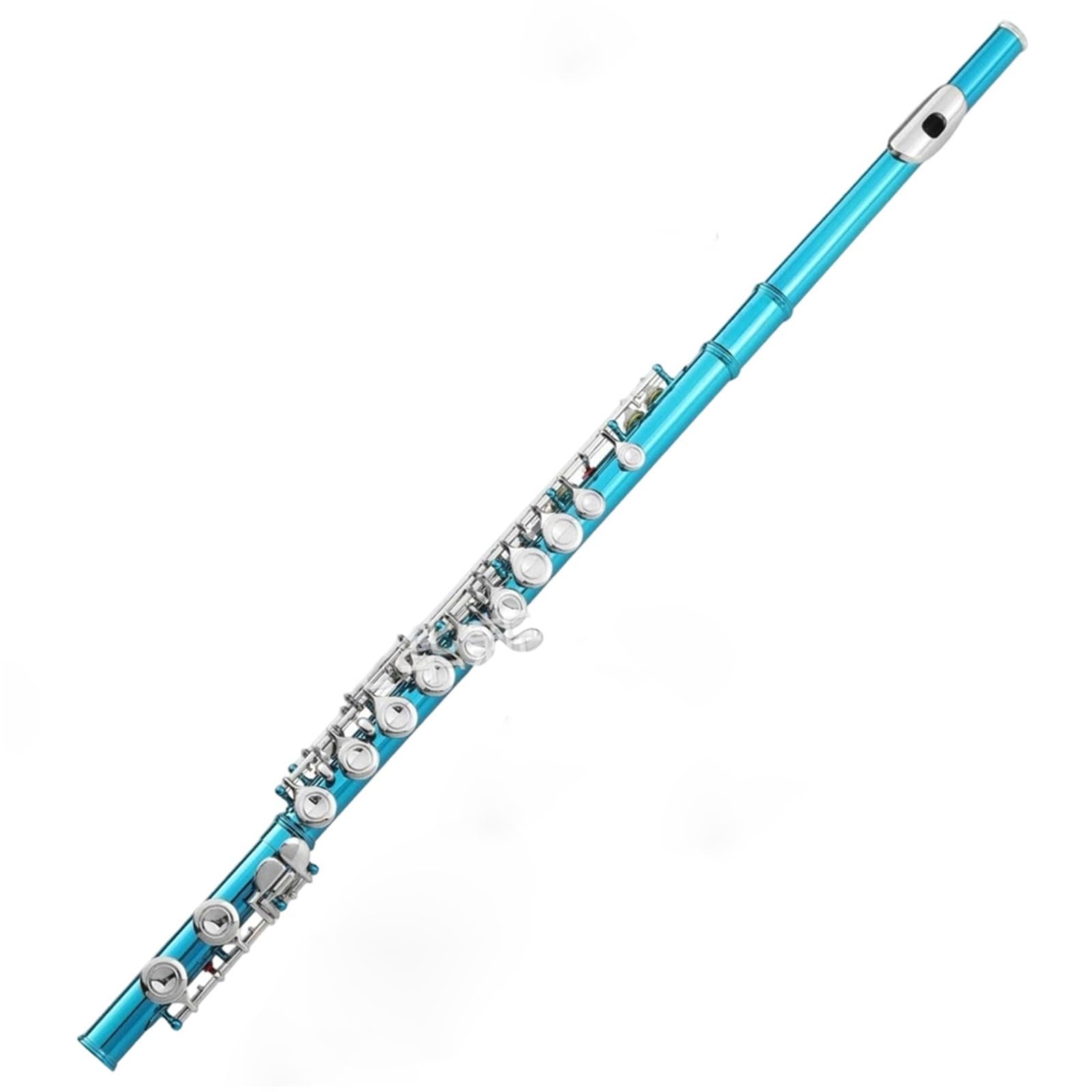 Flet Poprzeczny Standardowy 16 Otworowy Niklowany Flet Typu C Z Zamkniętym Otworem E Klucz Do Profesjonalnej Wydajności(Sky Blue)