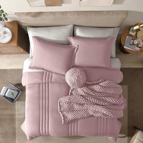 Image of Monbix Queen Comforter Set - 7 Pieces Zephyr Bed in a Bag Queen Bedding Sets with Comforters, All Seasons Comforter Bed Set with Sheets, Pillowcases & Shams
