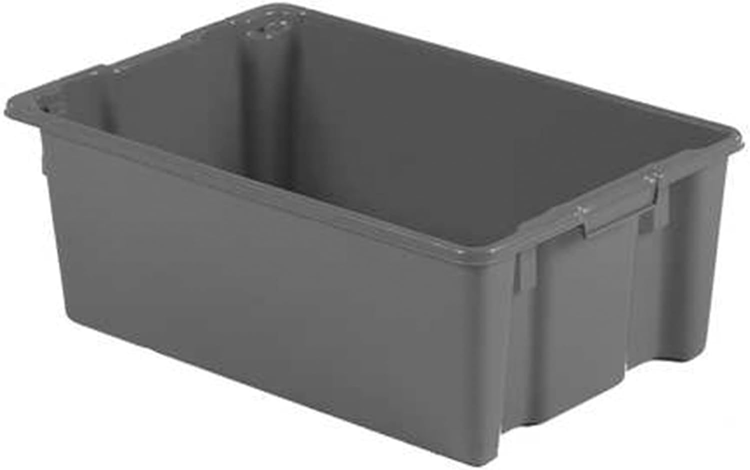 Stack & Nest Bin, Gray, Plastic, 28 3/8 in L x 18 3/4 in W x 10 1/2 in H, 40 lb Load