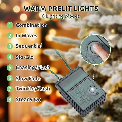 GOOBED 6ft Potted Pre-Lit Flocked Arctic Fir Pencil Christmas Tree with 520 PE & PVC Branch Tips, 150 LED Lights, 15 Artificial Berries, Slim Potted Christmas Tree for Home, Porch, or Living Room