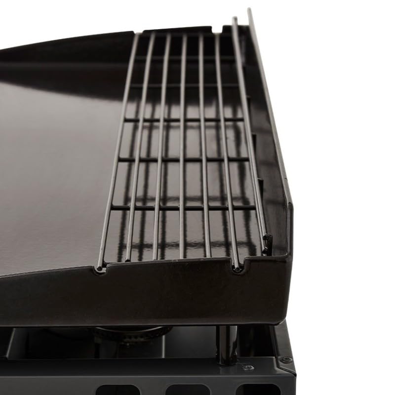 BRASERO - Plancha Silvia II G 4 Feux Gun Metal Brasero - Surface de cuisson 84 x 34 cm - 4 brûleurs - Plaquer acier émaillée - Grille de réchauffement - Tiroir graisse - Jusqu'à 12 convives - 10 kW