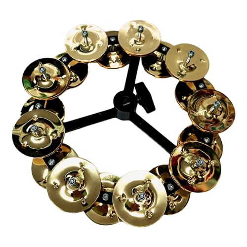 Hi Hat Tambourine Percussion Accessories Mountable Percussion Instrument with Row, Double Gold