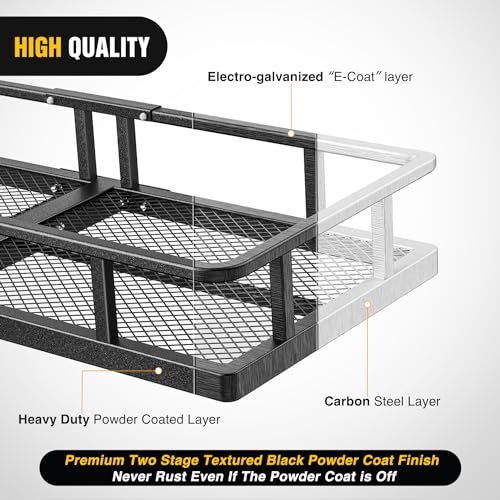Image of Nilight 60 inch x 24 inchx 7.87 inch Folding Carrier Fits 2-Inch Receiver 500 Lbs Capacity Soft Waterproof Bag Net Ratchet Straps for SUV Pickup RV's Vans Cars