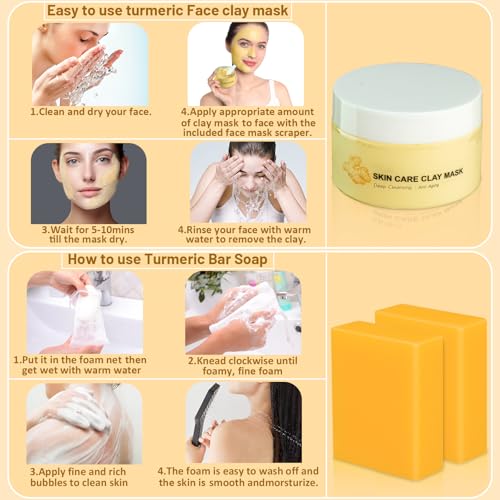 Mr.A Turmeric Soap Bar Turmeric Face Clay Mask Turmeric Cleansing Pads, Vitamin C Facial Mask For Pores thumb #6