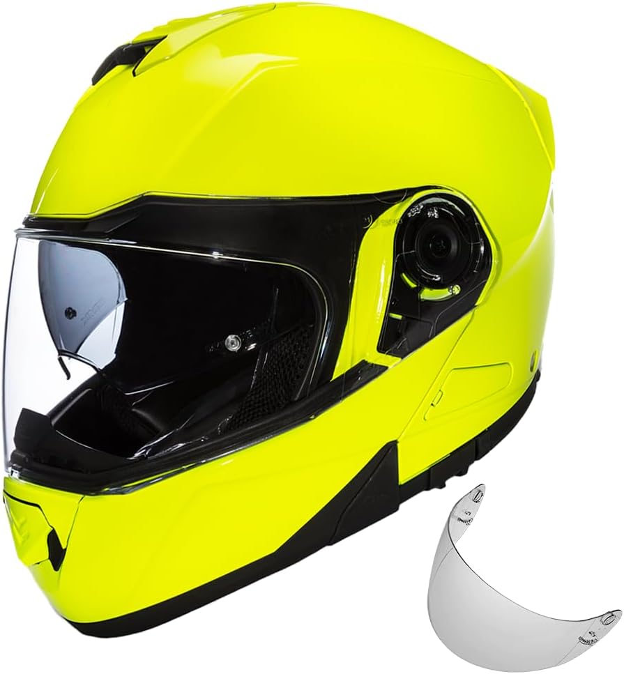 Daytona Helmets Glide Modular Motorcycle Helmet - DOT Approved Flip Up Helmet - Bluetooth Ready Full Face Motorcycle Helmet with Dual Visors for Men, Women & Youth