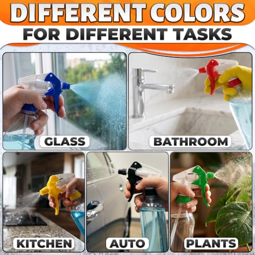 Image of 5 Pcs Spray Bottle Nozzle Replacement Pack - Heavy Duty Leak-Proof Trigger Sprayer for Cleaning, Garden, Pet Care, Auto Detailing & Kitchen - Fits 8, 16, 24, 32 oz Bottles, 28-400 Thread (Multicolor)