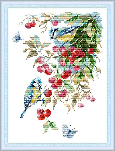 YEESAM ART Cross Stitch Kits Stamped for Adults Beginner Kids, Bird in The
