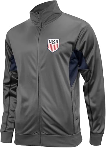 Icon Sports Chaqueta deportiva de fútbol con licencia oficial de EE. UU. con cremallera completa para adultos