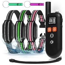 3 Dog Shock Collars with Remote, Dog Bark Training Collar Waterproof, Rechargeable 3300ft Electric Collar with LED Light, Shock Collar for Dogs 3 Pack, 4 ModelsBeep Vibration Shock & Double Static