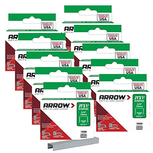 Arrow Fastener 276 Genuine JT21/T27 3/8-Inch Staples, 10 Pack (1,000 per Pack)