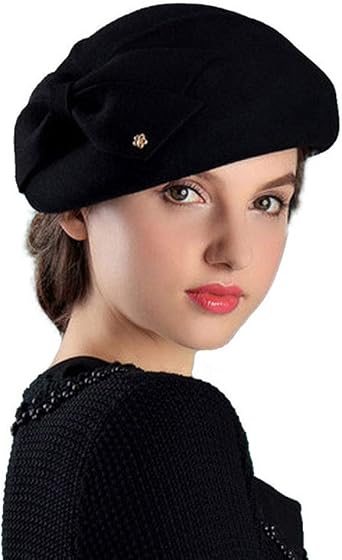 Womens Wool Felt French Berets Bowler Hat Artist Boina Bowknot Cap