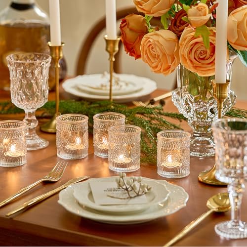 Hlukana 30 Pack Clear Glass Votive Candle Holders, Vintage Candle Holder Bulk, Tealight Candle Holders For Table Centerpieces thumb #6