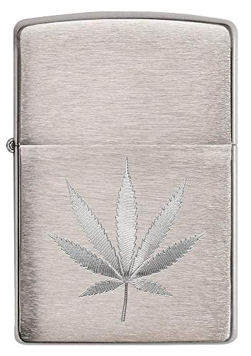 Zippo Brushed Chrome Marijuana Leaf Pocket Lighter (29587), One Size